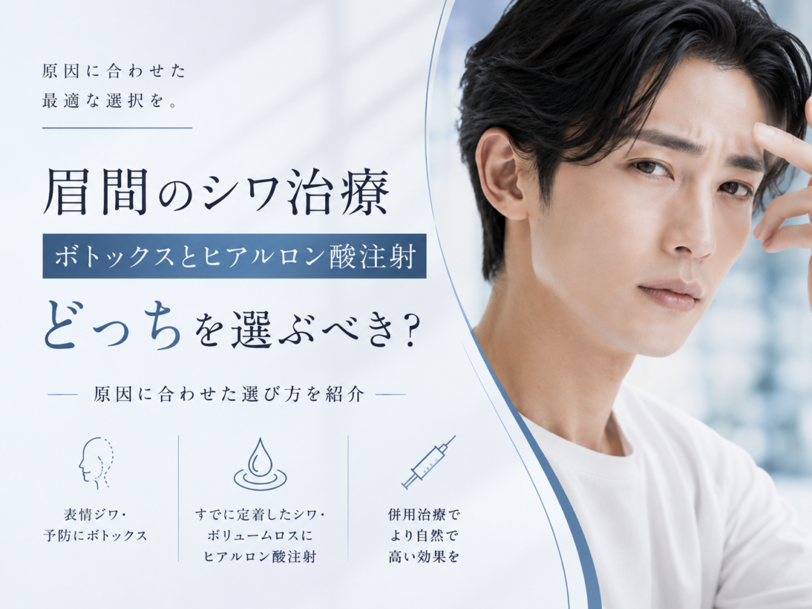 男性の眉間のシワにはボトックスとヒアルロン酸注射どっち？原因に合わせた選び方を紹介