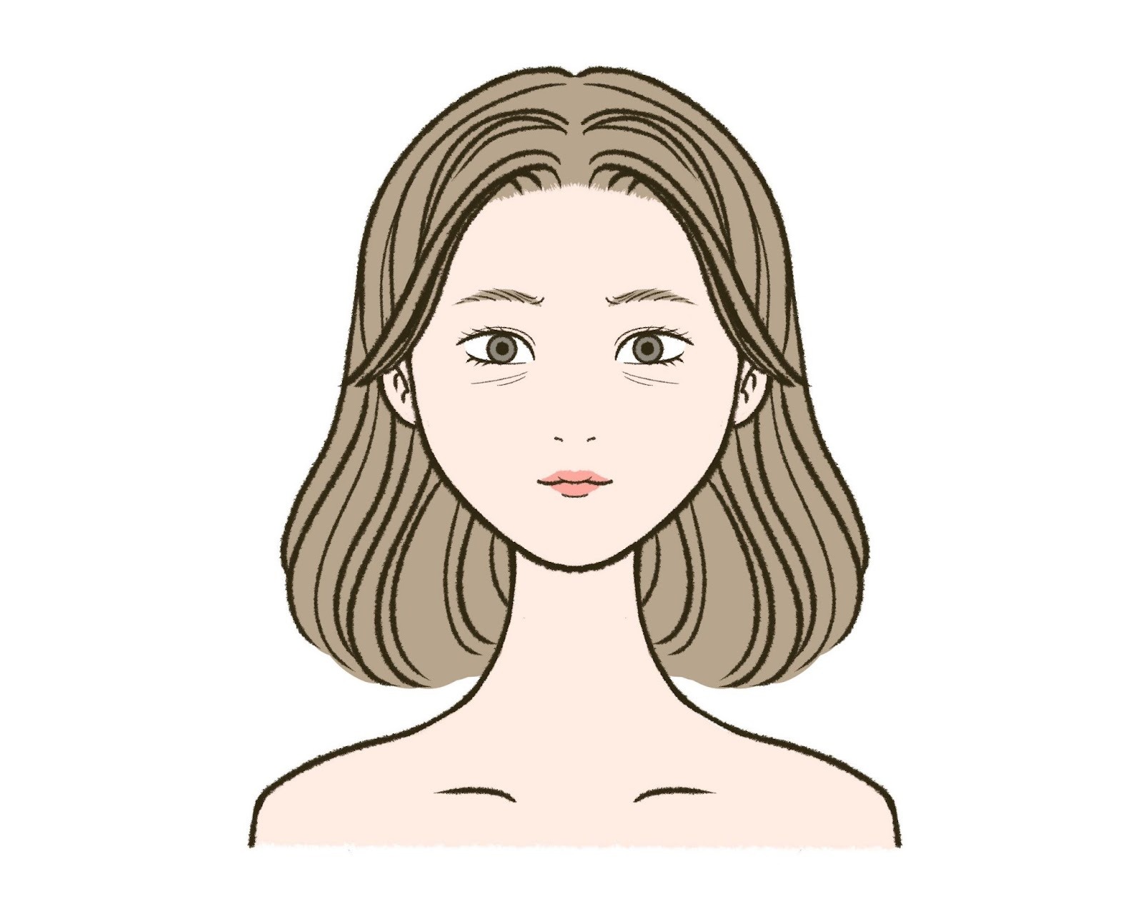 目の下にしわがある女性のイラスト